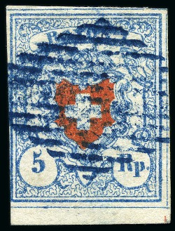 Stamp of Switzerland / Schweiz » Rayonmarken » Rayon I, hellblau, ohne KE (STEIN B3) Type 36 B3/RU, farbfrisch und mit riesen Bogenrand