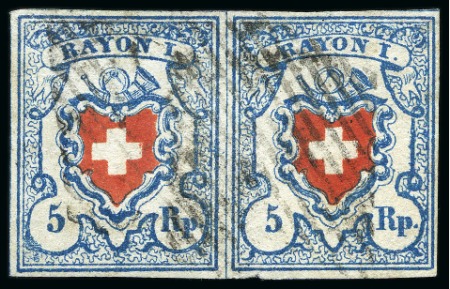 Stamp of Switzerland / Schweiz » Rayonmarken » Rayon I, hellblau, ohne KE (STEIN B3) Typen 19+20 B3/RO mit Retouche in der linken Kordelschleife