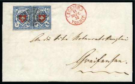 Stamp of Switzerland / Schweiz » Rayonmarken » Rayon I, hellblau, ohne KE (STEIN B3) Typen 35+36 B3/RU im waagr. Paar, Type 35 mit Retouche: