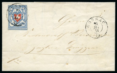 Stamp of Switzerland / Schweiz » Rayonmarken » Rayon I, hellblau, ohne KE (STEIN C1) Type 15 C1/LU, farbfrisch und breit gerandet mit Teil