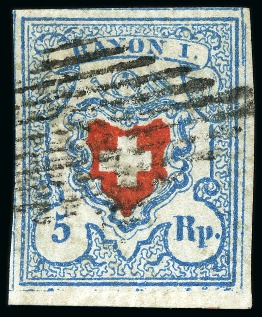 Stamp of Switzerland / Schweiz » Rayonmarken » Rayon I, hellblau, ohne KE (STEIN C1) Type 40 C1 R/O, unten ohne Schnittlinie aber mit roter