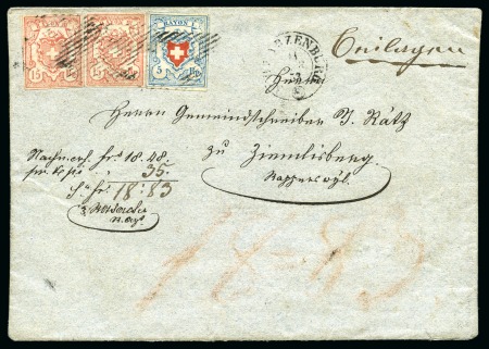 Stamp of Switzerland / Schweiz » Rayonmarken » Rayon III (grosse Ziffer) Typen 1 und 4 zusammen mit Rayon I Type 40 C1/LU, farbfrische