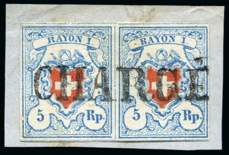 Stamp of Switzerland / Schweiz » Rayonmarken » Rayon I, hellblau, ohne KE (STEIN C1) Typen 5+6 C1/LU als waagr. Paar, fabrfrisch und sehr