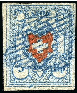 Stamp of Switzerland / Schweiz » Rayonmarken » Rayon I, hellblau, ohne KE (STEIN C2) Type 33 C2/RO, farbfrisch und sehr breitrandig mit