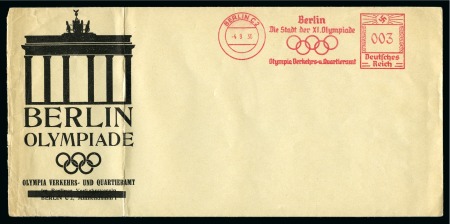 Stamp of Olympics » 1936 Berlin » Special Postmarks 1936 (Sep 4) "Berlin / Die Stadt der XI. Olympiade / Olympia Verkehrs-u. Quartieramt" slogan 003pf machine frank