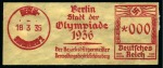 Stamp of Olympics » 1936 Berlin » Special Postmarks 1936 "Berlin / Zeit im / Olympi= / pionen 1936" official 008pf slogan machine cancel from City Hall of the Charlottenburg district