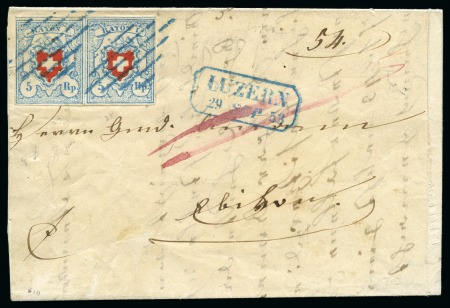 Stamp of Switzerland / Schweiz » Rayonmarken » Rayon I, hellblau, ohne KE (STEIN C2) Type 27+28 C2/RU im waagr. Paar, farbfrisch und gut bis sehr