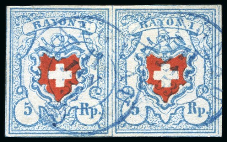 Stamp of Switzerland / Schweiz » Rayonmarken » Rayon I, hellblau, ohne KE (STEIN C2) Type 23+24 C2/LO im waagr. Paar, farbfrisch und allseits