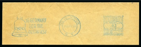 Stamp of Olympics » 1936 Berlin » Special Postmarks 1935-36, Group of slogan machine franks on four pieces and a fronts