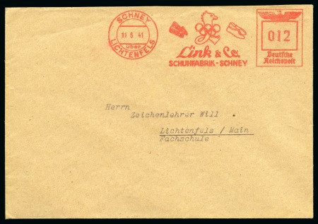 Stamp of Olympics » 1936 Berlin » Special Postmarks 1931-41, Group of German slogan machine franks on 12 & 1 front