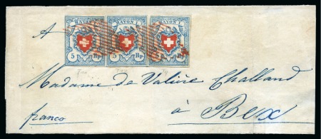 Stamp of Switzerland / Schweiz » Rayonmarken » Rayon I, hellblau, ohne KE (STEIN U) Typen 11+12 als Paar und Type 4, alle drei Marken von