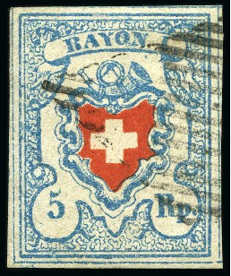 Stamp of Switzerland / Schweiz » Rayonmarken » Rayon I, hellblau, ohne KE (STEIN U) Type 33 U/RO, auf dickem Kartonpapier (17II.1.05),
