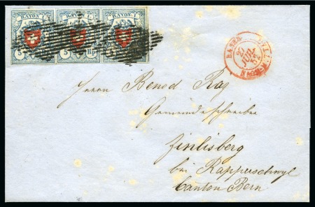 Stamp of Switzerland / Schweiz » Rayonmarken » Rayon I, hellblau, ohne KE (STEIN U) Typen 25+26+27 U/RO, waagr. Dreierstreifen, farbfrisch