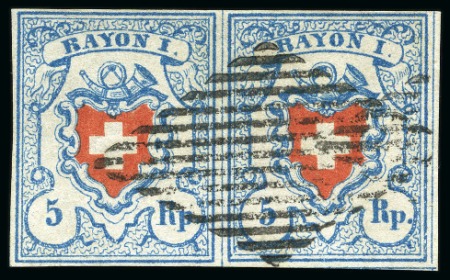 Stamp of Switzerland / Schweiz » Rayonmarken » Rayon I, hellblau, ohne KE (STEIN U) Typen 23+24 U/LU im Paar (seltene linke Gruppe), farbfrisch