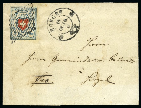 Stamp of Switzerland / Schweiz » Rayonmarken » Rayon I, hellblau, ohne KE (STEIN M) Type 36 M/O, in der dunklere blauer Farbe (selten,