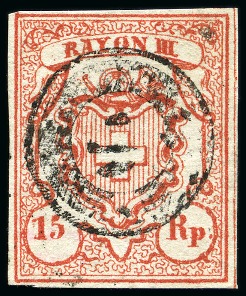 Stamp of Switzerland / Schweiz » Rayonmarken » Rayon III, kleine Ziffer (Rp.) Type 6, sehr farbfrische Marke und regelmässig gut