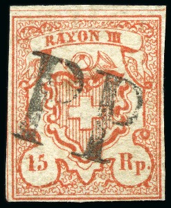 Stamp of Switzerland / Schweiz » Rayonmarken » Rayon III, kleine Ziffer (Rp.) Type 8, farbfrisch und gut bis sehr gerandet, zentrisch