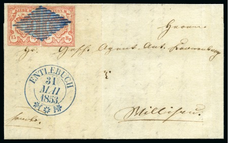 Stamp of Switzerland / Schweiz » Rayonmarken » Rayon III, kleine Ziffer (Rp.) Typen 5+6 im waagrechtes Paar, farbfrisch und ringsum