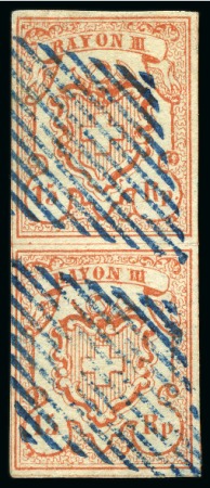 Stamp of Switzerland / Schweiz » Rayonmarken » Rayon III, kleine Ziffer (Rp.) Type 3+5 im senkr. Paar, farbfrisch und sehr gut gerandet,