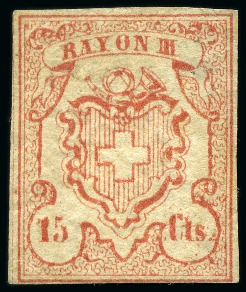 Stamp of Switzerland / Schweiz » Rayonmarken » Rayon III, kleine Ziffer (Cts.) Type 3, farbfrisch und gut gerandet, mit Originalgummi