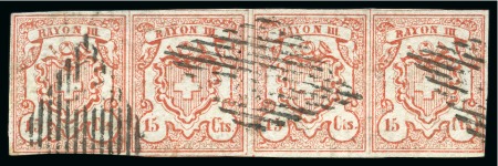 Stamp of Switzerland / Schweiz » Rayonmarken » Rayon III, kleine Ziffer (Cts.) Typen 9+10+9+10 im waagr. VIERERSTREIFEN, sehr farbfrisch