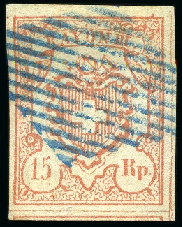 Stamp of Switzerland / Schweiz » Rayonmarken » Rayon III (grosse Ziffer) Type 2, farbfrisch und enormrandig. entwertet mit blauer