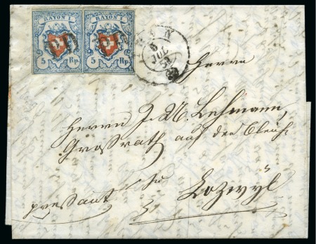 Stamp of Switzerland / Schweiz » Rayonmarken » Rayon I, hellblau, ohne KE (STEIN A3) Typen 21 A3/U und 23 A3/O, farbfrische und gut gerandete