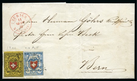 Stamp of Switzerland / Schweiz » Rayonmarken » Rayon I, hellblau, ohne KE (STEIN A3) Type 12 A3/U zusammen mit Rayon II Type 5 B/RO, sehr