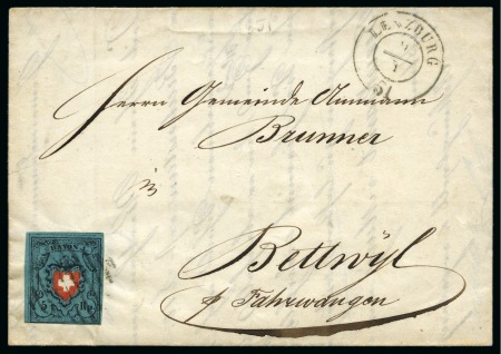 Stamp of Switzerland / Schweiz » Rayonmarken » Rayon I, dunkelblau ohne Kreuzeinfassung Type 17, farbfrisch, voll- bis überrandig mit Bogenrand