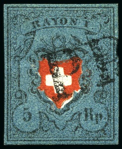 Stamp of Switzerland / Schweiz » Rayonmarken » Rayon I, dunkelblau ohne Kreuzeinfassung Type 23, farbfrisch und sehr gut gerandet, sauber entwertet