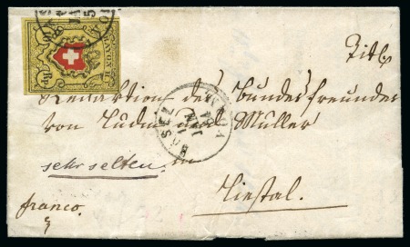 Stamp of Switzerland / Schweiz » Rayonmarken » Rayon II, gelb, ohne Kreuzeinfassung (STEIN D) Type 33 D/RO, farbfrisch und sehr gut gerandet (linke