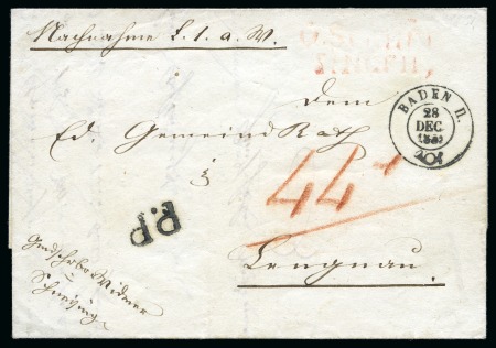 Stamp of Switzerland / Schweiz » Rayonmarken » Markenlose Briefe 28. DEZ 1851: Nachnahmebrief aus der Markenlosen Zeit