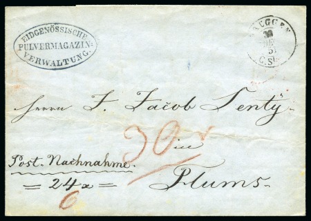 Stamp of Switzerland / Schweiz » Rayonmarken » Markenlose Briefe 30. DEZ 1851: Unfrankierter Nachnahmefaltbrief mit
