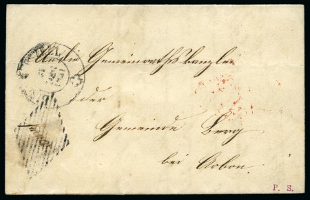 Stamp of Switzerland / Schweiz » Rayonmarken » Markenlose Briefe 31. DEZ 1851: Bezahlt in Bar Faltbrief mit Aufgabestempel