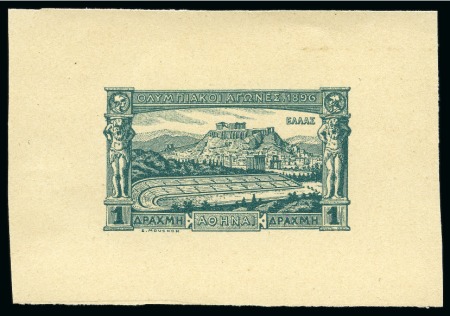 Stamp of Olympics » 1896 Athens 1896 Olympics 1D die proof in dark blue-green on carton paper
