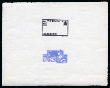 Stamp of Olympics » 1924 Paris » Essays and Proofs 1924 Paris 25c die proof of the frame and central vignette on gummed paper