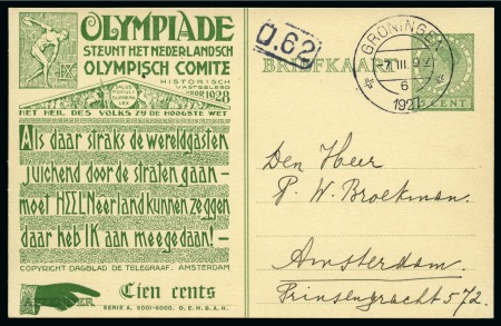 Stamp of Olympics » 1928 Amsterdam » Huygens Postal Stationery Cards (ordered by Series number) 1928 Amsterdam 5c official postal stationery card by Huygens (Serie A. 5001-6000), used