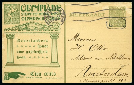 Stamp of Olympics » 1928 Amsterdam » Huygens Postal Stationery Cards (ordered by Series number) 1928 Amsterdam 5c official postal stationery card by Huygens (Serie B. 1-1000), used