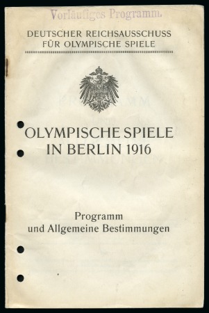 Stamp of Olympics » 1916 Berlin 1916 Berlin programme and general rules booklet, 32pp
