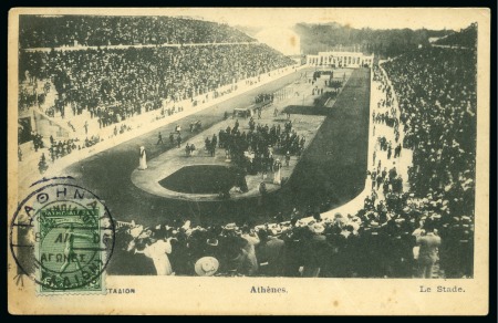 Stamp of Olympics » 1906 Athens 1906 (Apr 8) Picture postcard of the stadium with Olympic 5l tied by "ATHENS / OLYMPIC / GAMES / STADION" cds
