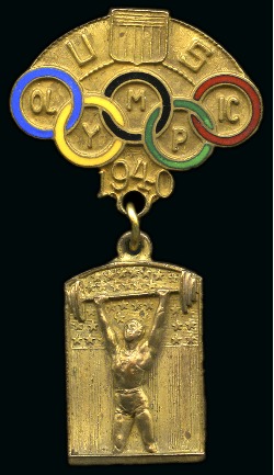 Stamp of Olympics » 1940 Helsinki (Cancelled) 1940 US weightlifting team badge by Dieges & Clust