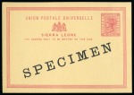 Stamp of Sierra Leone 1884-1956 Postal Stationery: Collection of the UPU unused stationery incl. SPECIMENS