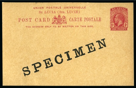 Stamp of St. Lucia 1884-1952 Postal Stationery: Collection of the UPU unused stationery incl. SPECIMENS