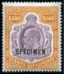 Stamp of Malaysia » Straits Settlements 1867-48 Old-time collection on seven large hand-drawn pages incl. Specimens