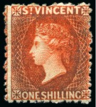 Stamp of St. Vincent 1861-1967 Old-time collection on eight large hand-drawn album pages incl. Specimens