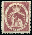 Stamp of St. Vincent 1861-1967 Old-time collection on eight large hand-drawn album pages incl. Specimens
