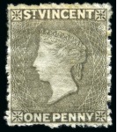 Stamp of St. Vincent 1861-1967 Old-time collection on eight large hand-drawn album pages incl. Specimens