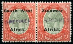 Stamp of South West Africa 1923-67 Old-time collection on seven large hand-drawn pages incl. Specimens