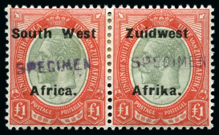 Stamp of South West Africa 1923-67 Old-time collection on seven large hand-drawn pages incl. Specimens