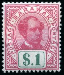 Stamp of Sarawak 1869-1963 Old-time collection on seven large hand-drawn pages incl. Specimens